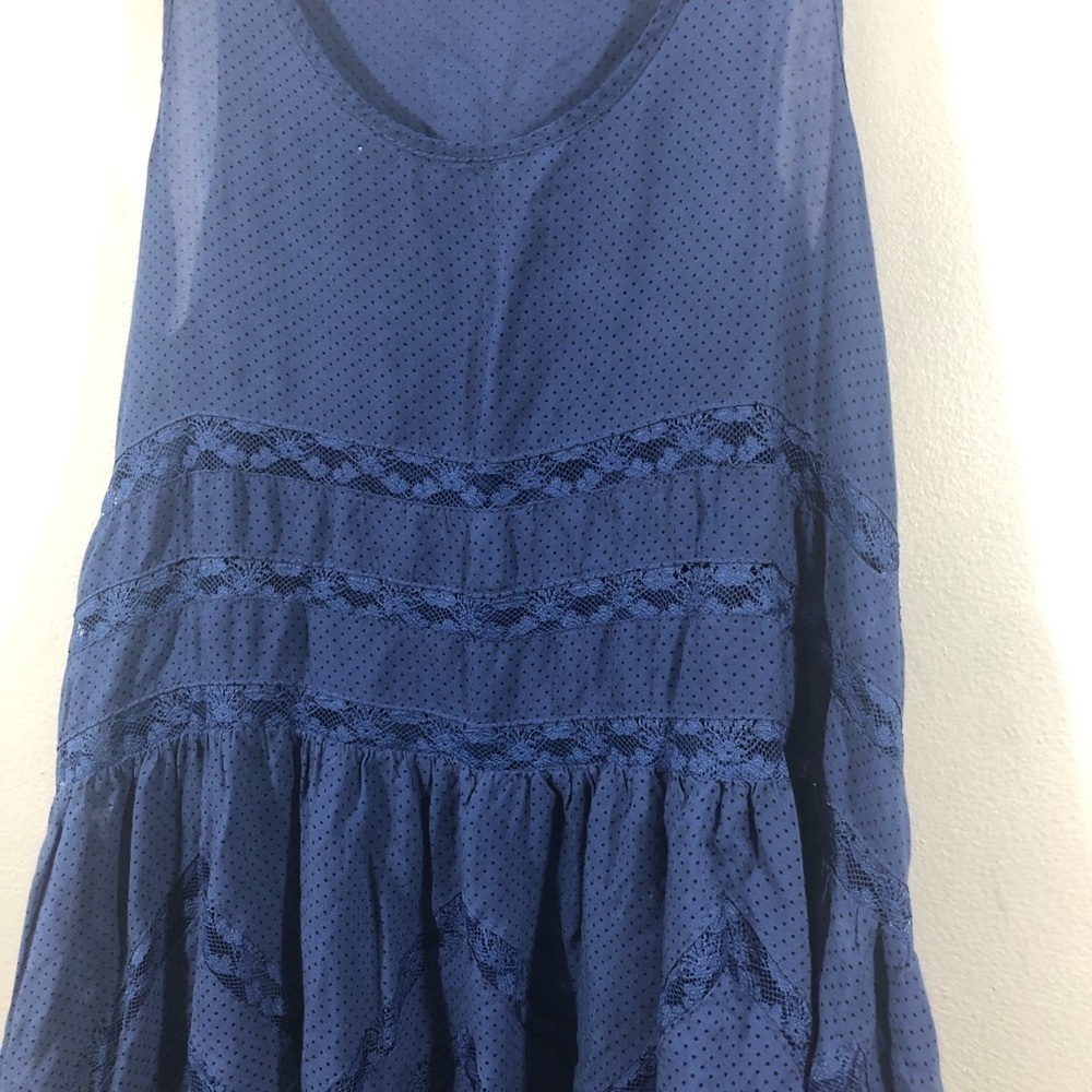 Free People Intimately Free People Blue Lace and Ruffle Sleeveless Tunic Top XS - Picture 6 of 6